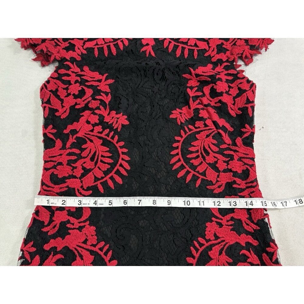 Tadashi Shoji Mandarin Lace Overlay Dress Women’s 6 Read - Picture 7 of 7